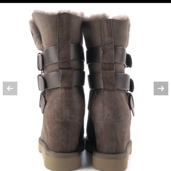ASH | Full Shearling Lined Suede Wedge Boot |Greige Taupe 8 US NWT 38 EU | NIB - Picture 6 of 7
